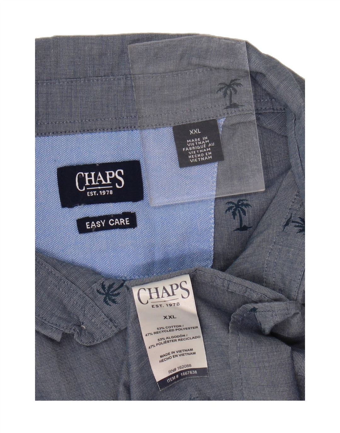 CHAPS Mens Abstract Pattern Short Sleeve Shirt 2XL Blue Cotton Vintage Chaps and Second-Hand Chaps from Messina Hembry 