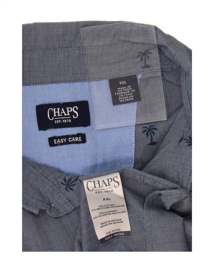 CHAPS Mens Abstract Pattern Short Sleeve Shirt 2XL Blue Cotton Vintage Chaps and Second-Hand Chaps from Messina Hembry 