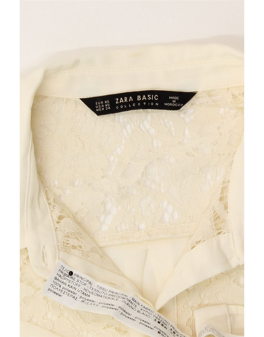 Zara Kvinders Skjorte Bluse UK 6 XS Off White Polyester