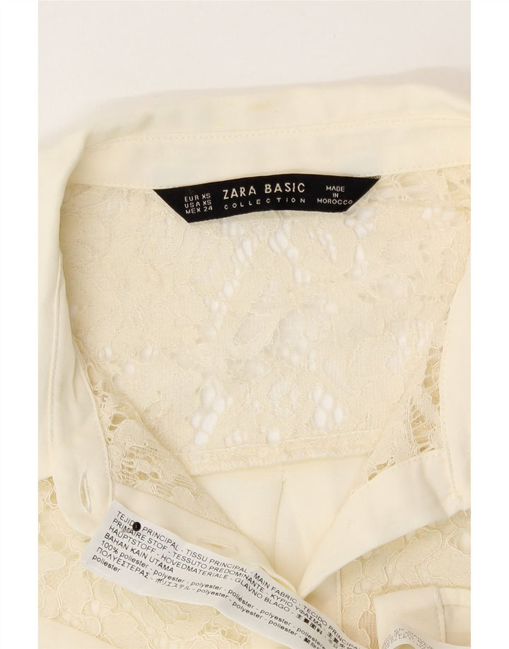 Zara Kvinders Skjorte Bluse UK 6 XS Off White Polyester