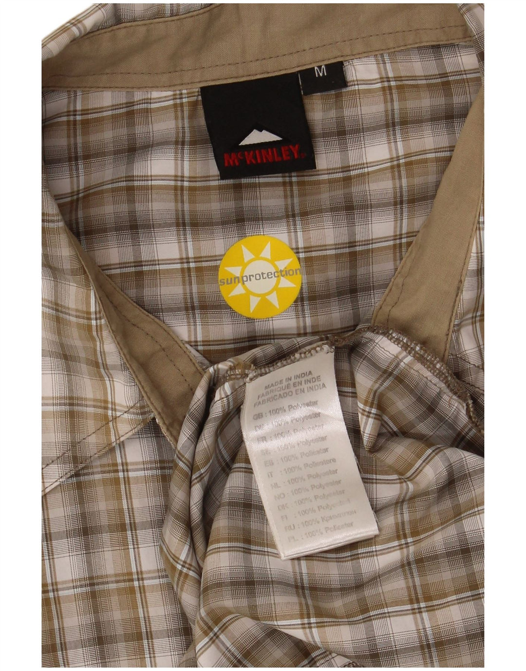 MC Kinley Kortærmet Herreskjorte Medium Khaki Ternet polyester