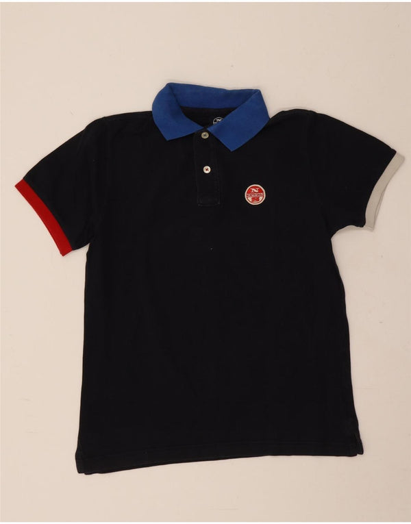 North Sails Herre Polo Shirt Small Navy Blue Colourblock Bomuld
