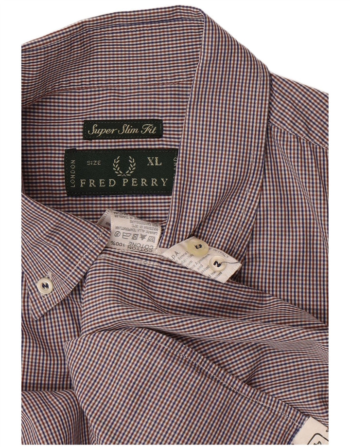 Fred Perry Herre Slim Fit skjorte XL flerfarvet ternet bomuld