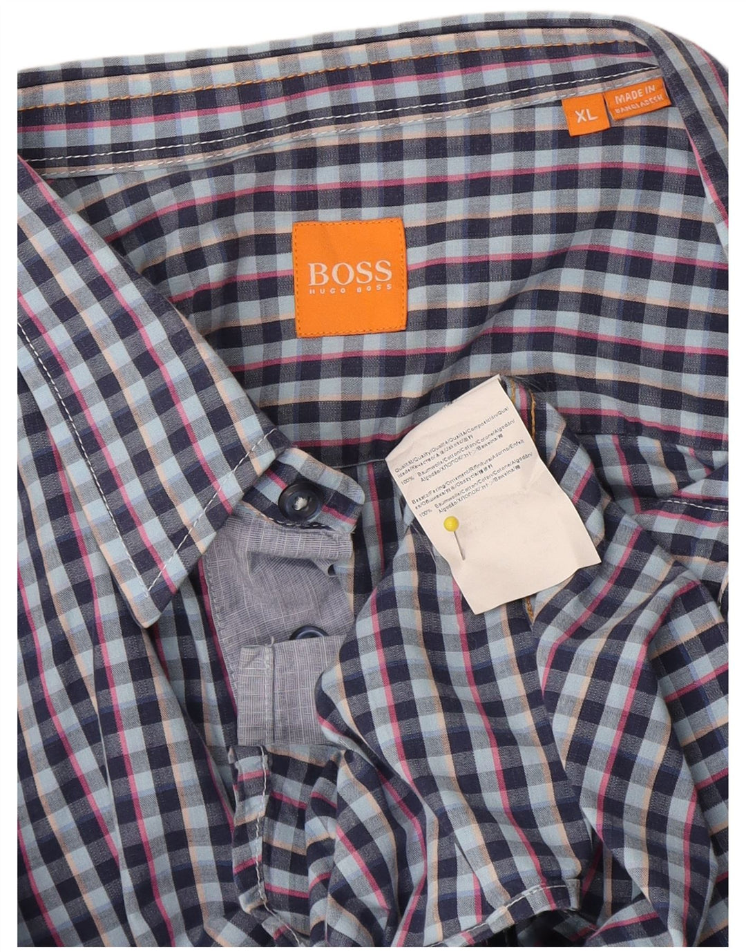 Hugo Boss herreskjorte XL blå ternet bomuld