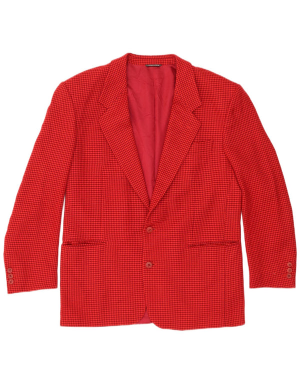 Vintage blazerjakke til mænd med 2 knapper IT 52 XL Rød Houndstooth Uld