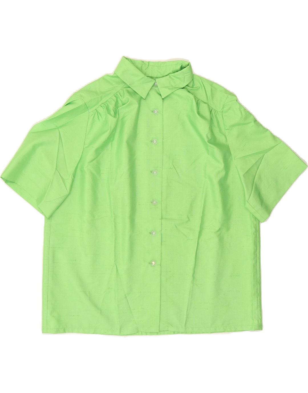 VINTAGE Womens Short Sleeve Shirt UK 14 Large Green Vintage Vintage and Second-Hand Vintage from Messina Hembry 