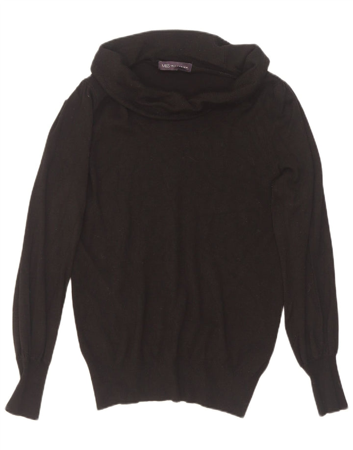 Marks & Spencer Dame Rullehals sweater UK 12 Medium Black Viscose