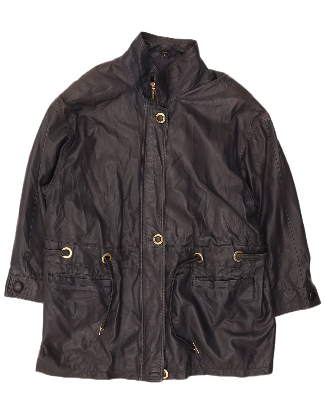 PER ME Dame Læderjakke UK 22 2XL Sort Læder