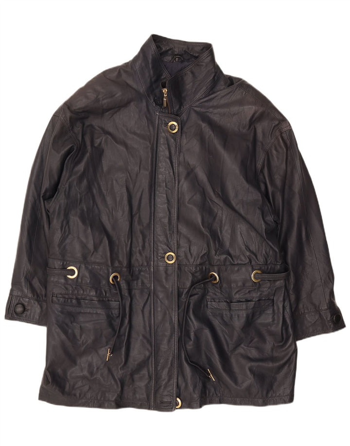 PER ME Dame Læderjakke UK 22 2XL Sort Læder