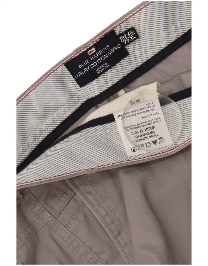 Marks & Spencer Straight Chino-bukser til mænd W40 L31 Grå bomuld