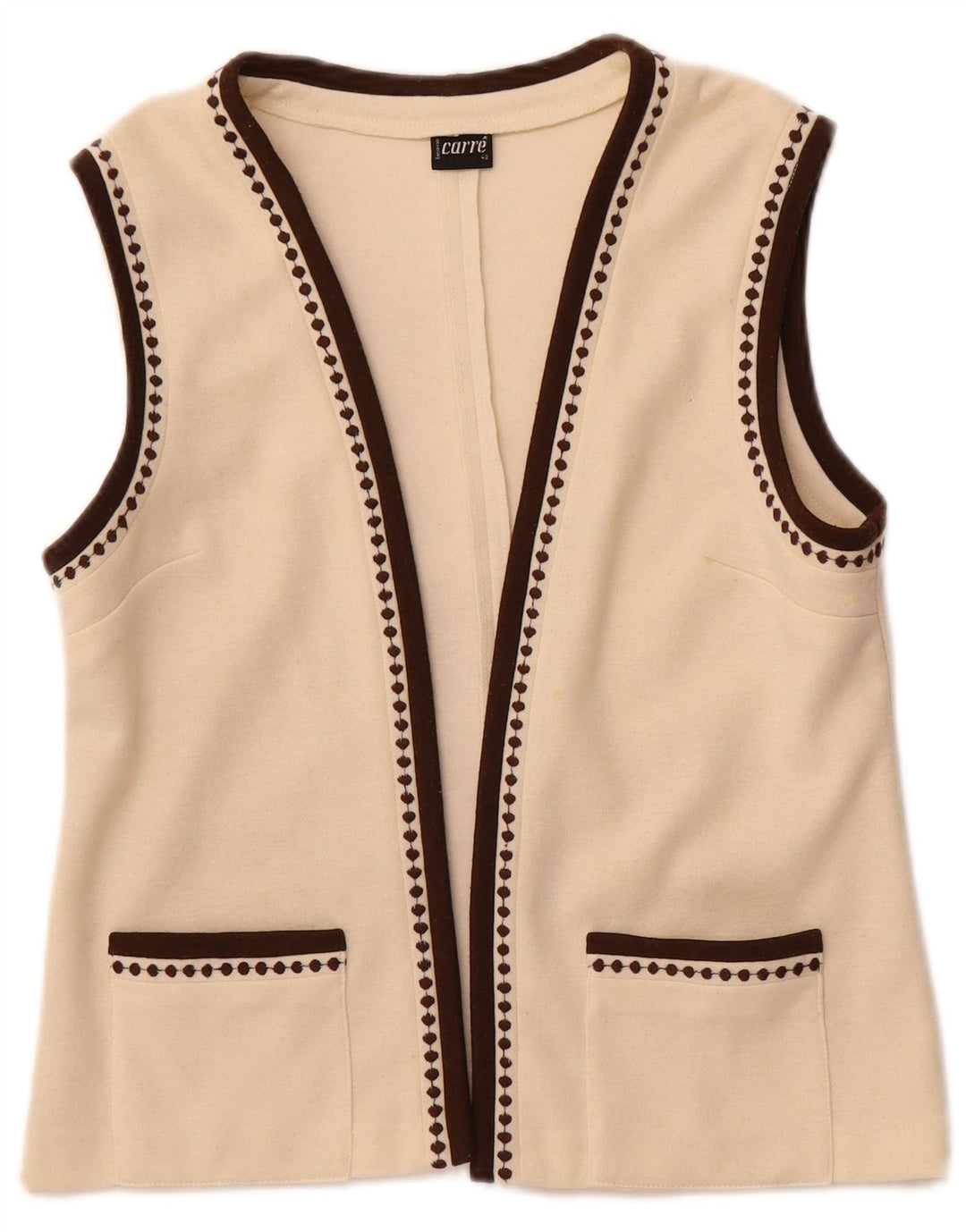 Carre Dame ærmeløs åben cardigan sweater EU 42 Large Off White