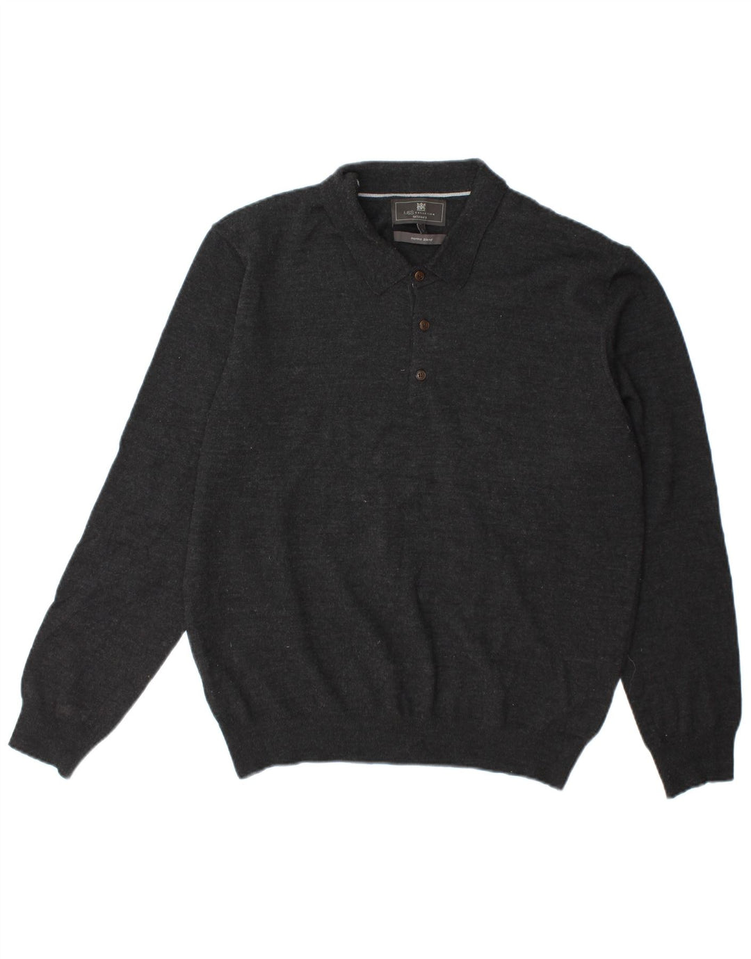 Marks & Spencer herre skræddersyet pasform polo hals sweater stor grå uld