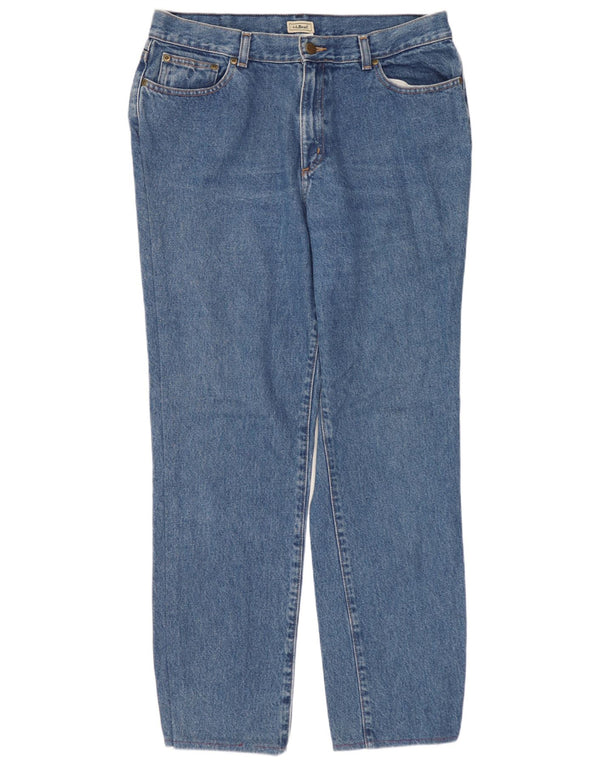L.L.BEAN Dame Højtaljede Lige Jeans US 14 XL W32 L29 Blå Bomuld
