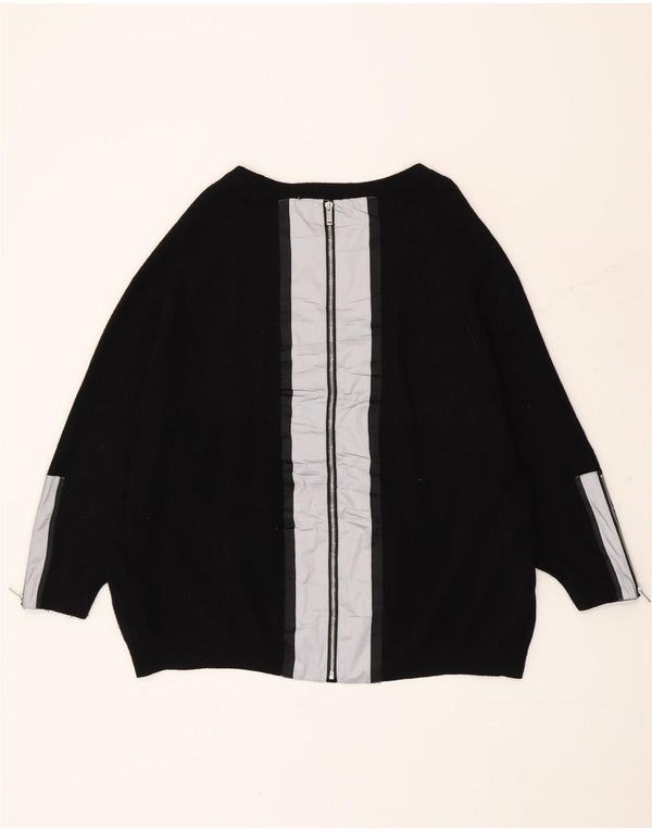Zara Womens Boat Neck Jumper Sweater UK 14 Medium Black Colourblock