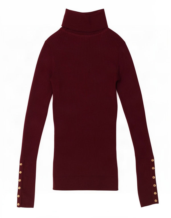 Hobbs Dame Roll Neck Jumper Sweater UK 8 Small Maroon Virgin Wool