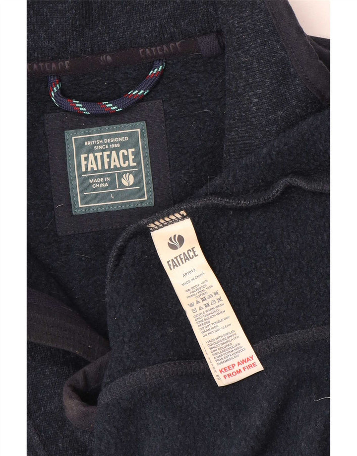 Fedt ansigt herre lynlås-hals sweatshirt jumper stor marineblå flækket polyester