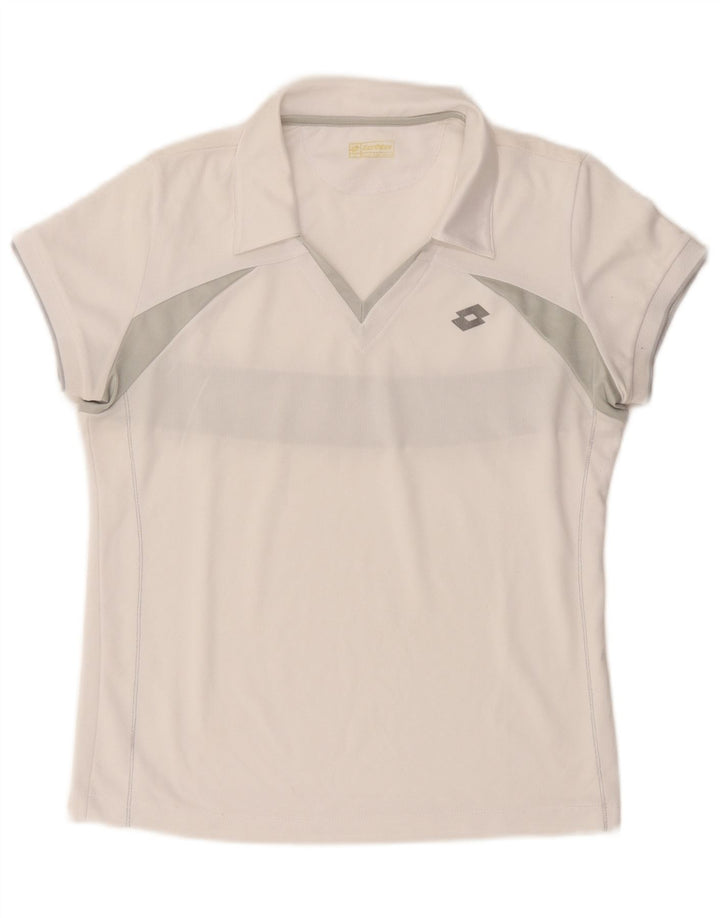 Lotto Dame Polo Shirt UK 12 Medium White Colourblock