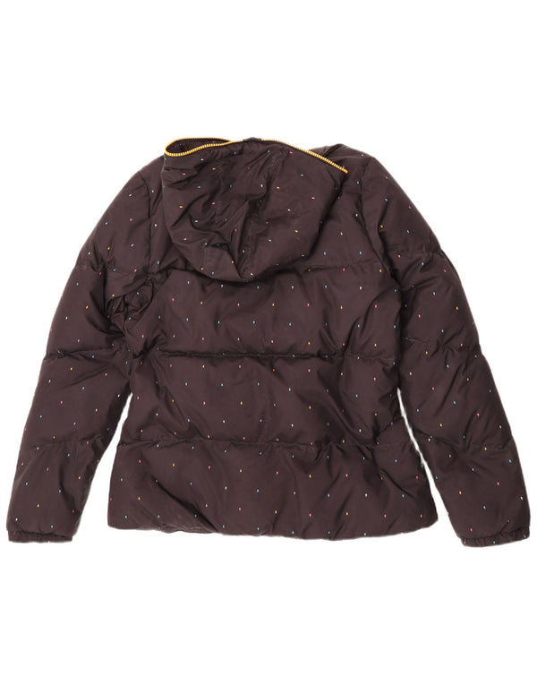 Adidas Dame Hætte Polstret Jakke UK 14 Medium Sort Plettet Polyester