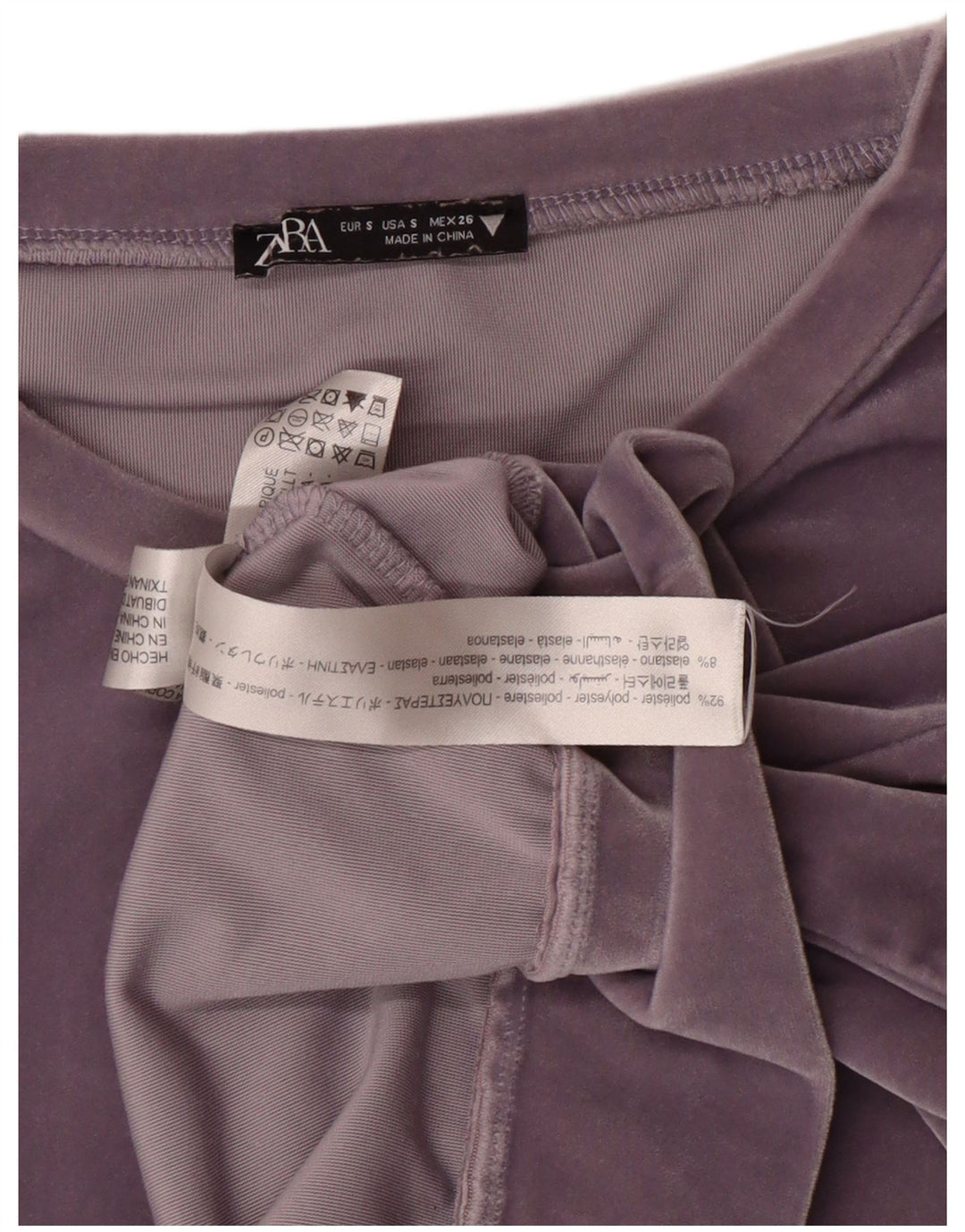 Zara Womens Loose Fit Crop Top Langærmet UK 10 Small Purple Polyester