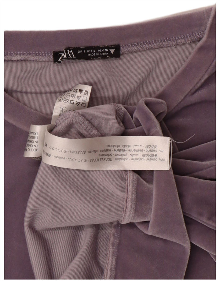 Zara Womens Loose Fit Crop Top Langærmet UK 10 Small Purple Polyester