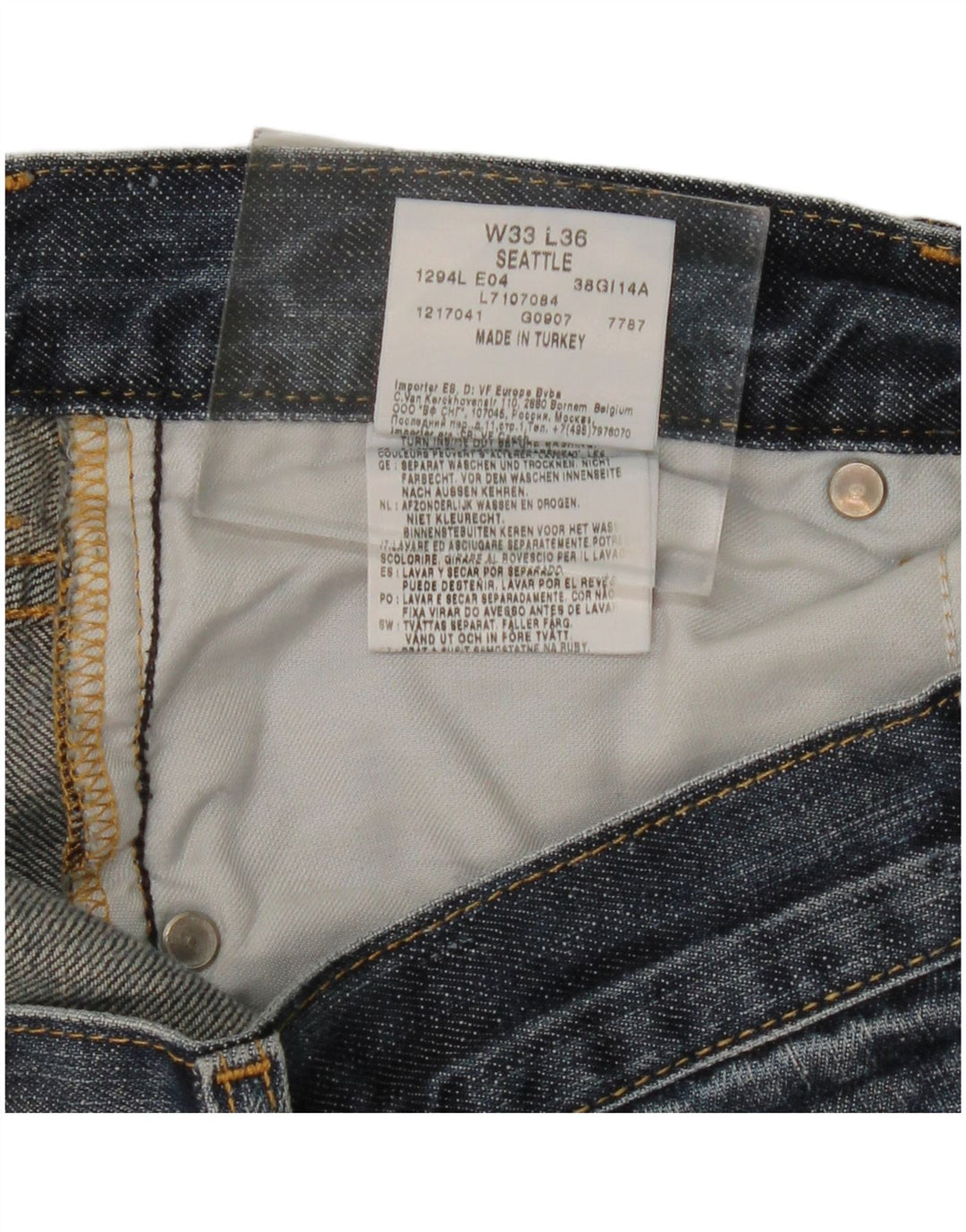 LEE Mens Seattle Straight Jeans W33 L31 Blå Bomuld