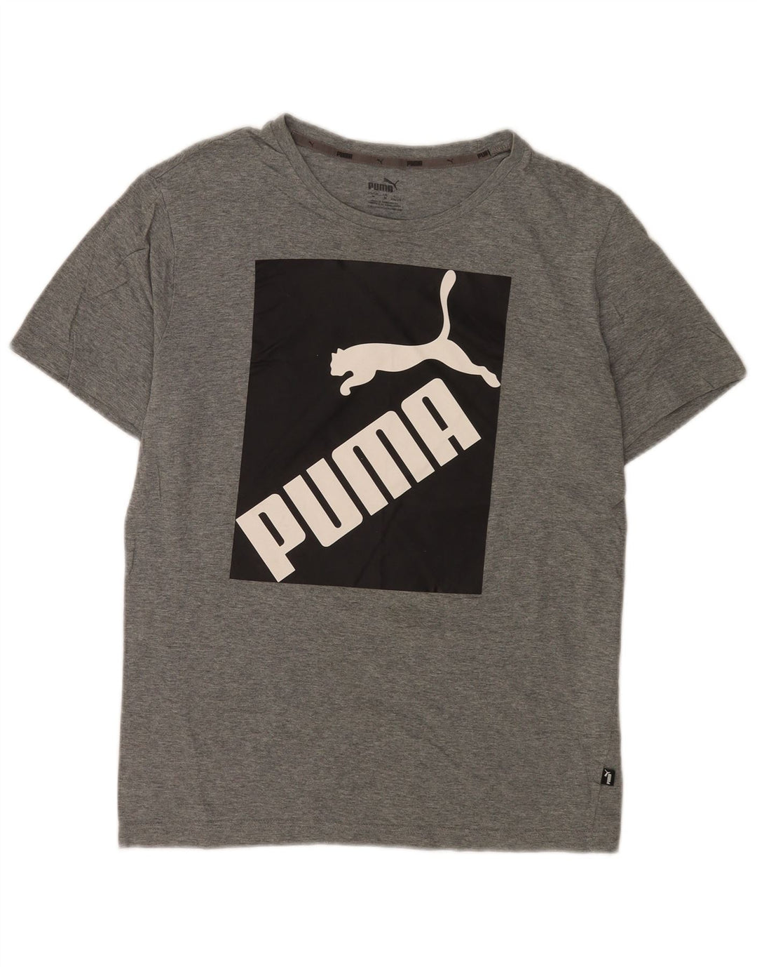 Puma Herre grafisk T-shirt Top Medium Grey Flecked Bomuld
