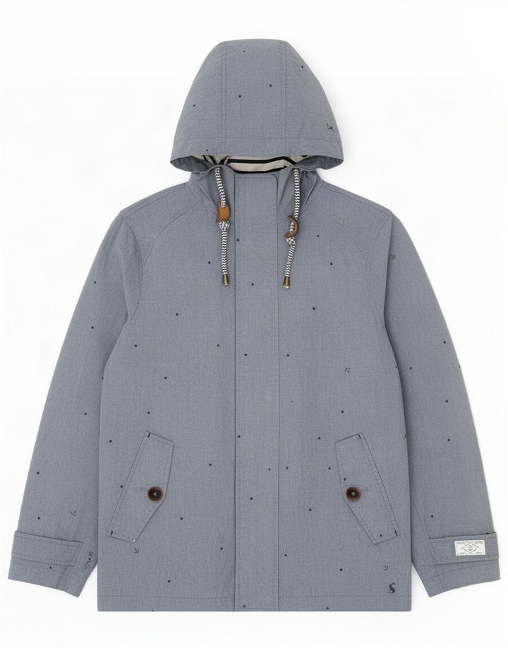 Joules Dame Hætte Oversized Windbreaker Jacket UK 10 Small Blue Spotted
