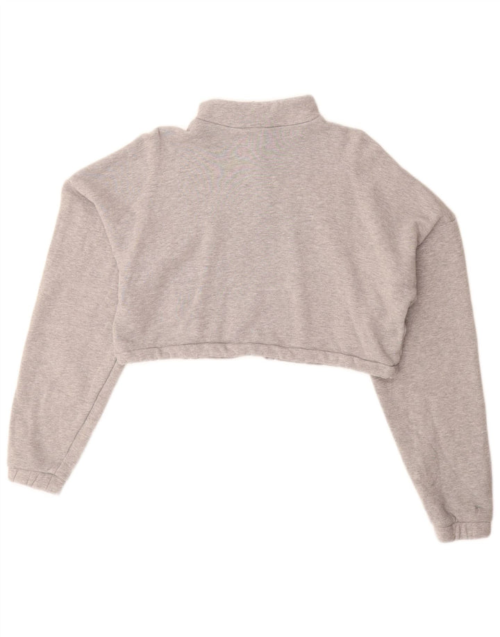 Adidas Dame Oversized Grafisk Sweatshirt Jumper UK 10 Small Grey Flecked