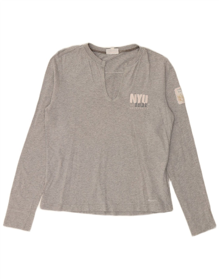 CHAMPION Dame Top Langærmet UK 14 Stor Grå Bomuld