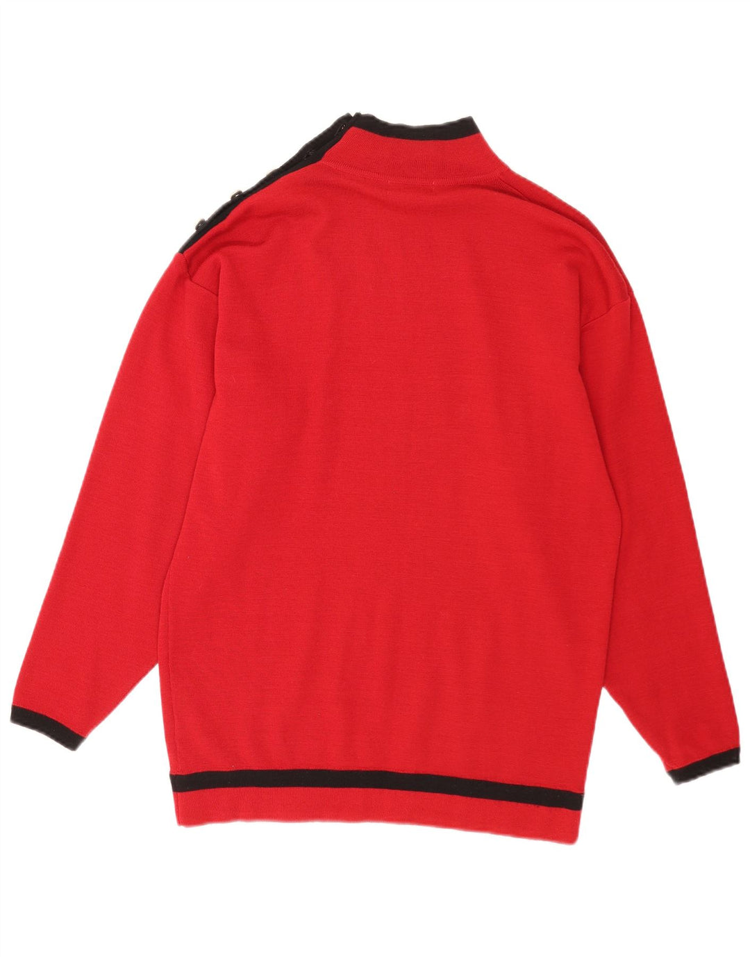 Windsmoor Dame Button Neck Jumper Sweater UK 14 Medium Red Colourblock