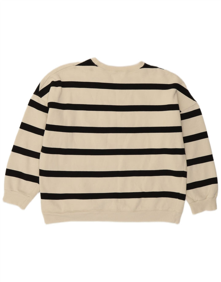MINT FLØJEL Dame Sweatshirt Jumper UK 14 Medium hvid stribet bomuld