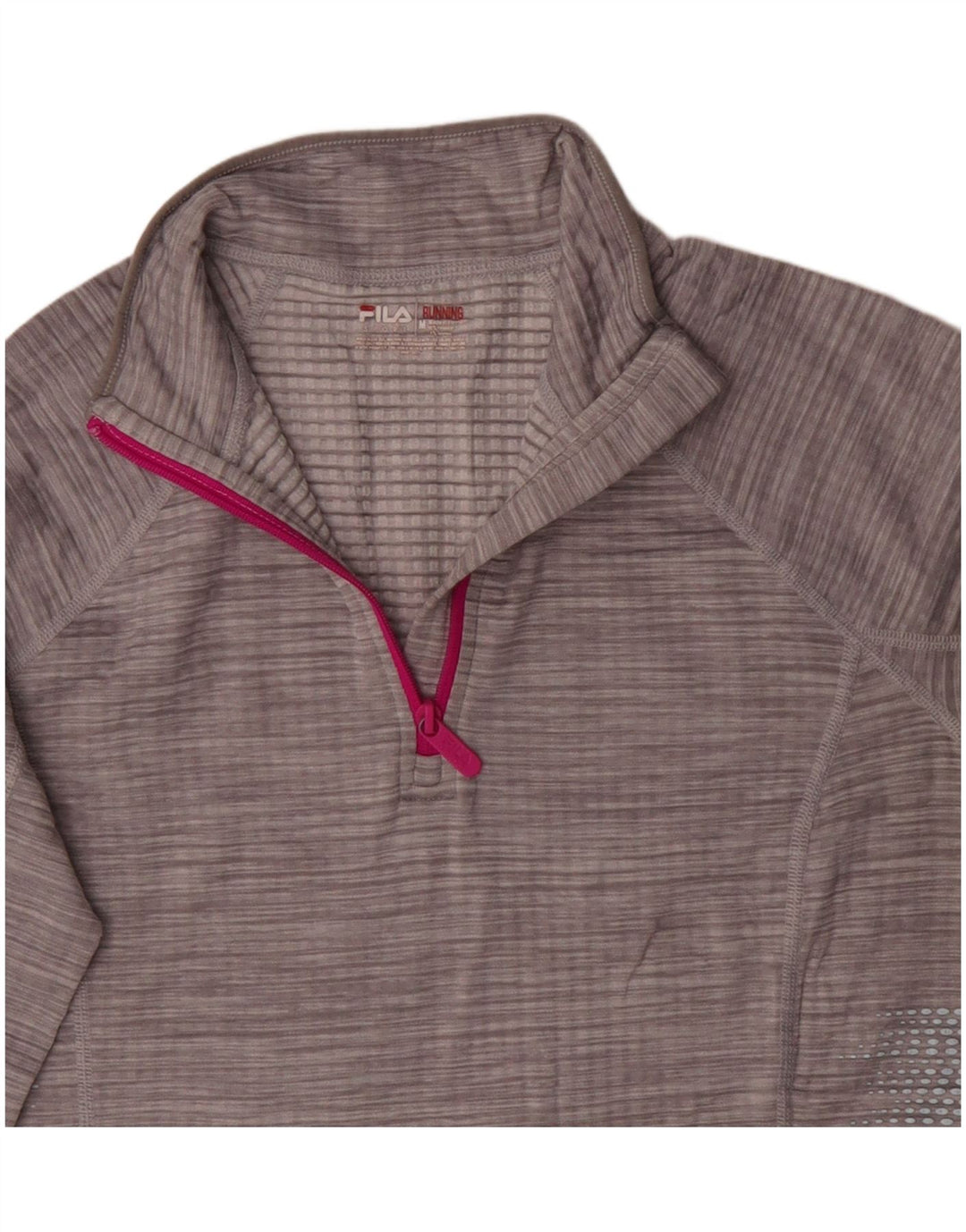 Fila Womens Zip Neck Pullover Træningsdragt Top UK 14 Medium Grey Flecked