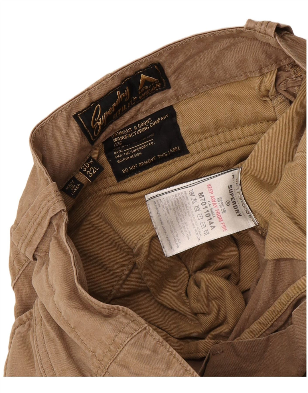 Superdry Slim Cargo Bukser til mænd W30 L32 Beige Bomuld
