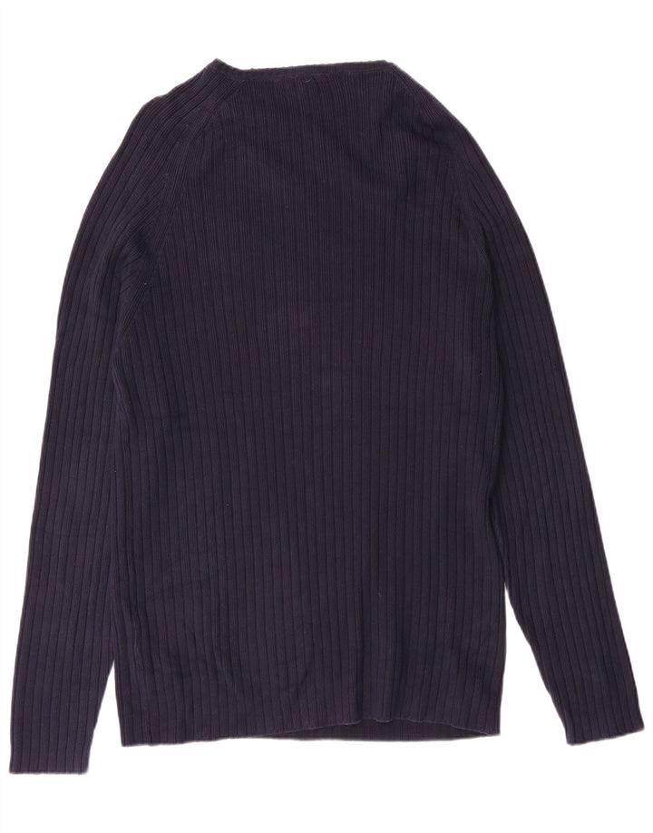 Zara Herre V-hals sweater Stor marineblå bomuld