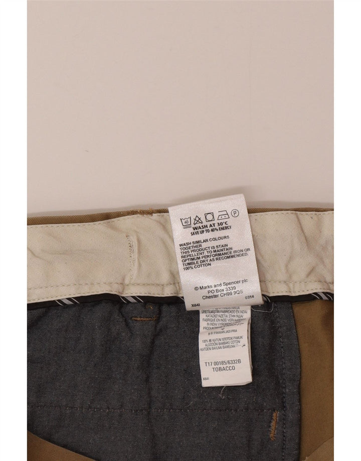 Marks & Spencer Herre Regular Chino Bukser W40 L31 Brun Bomuld