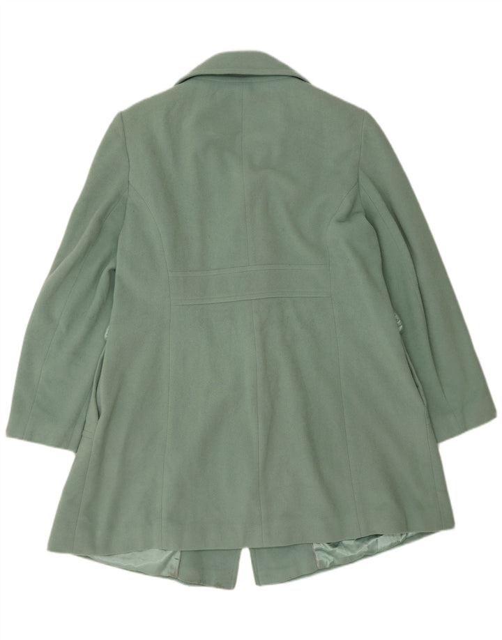 Marks & Spencer Dame Dobbeltradet Frakke UK 16 Large Green Wool