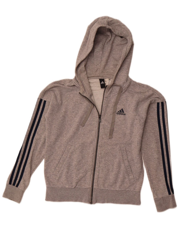 Adidas Dame Oversized Hættetrøje Sweater med lynlås UK 6 XS Grå Bomuld