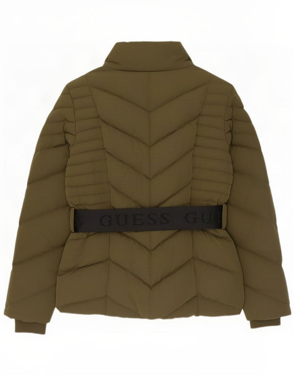 Guess grafisk polstret jakke til kvinder UK 12 Medium Khaki Polyester