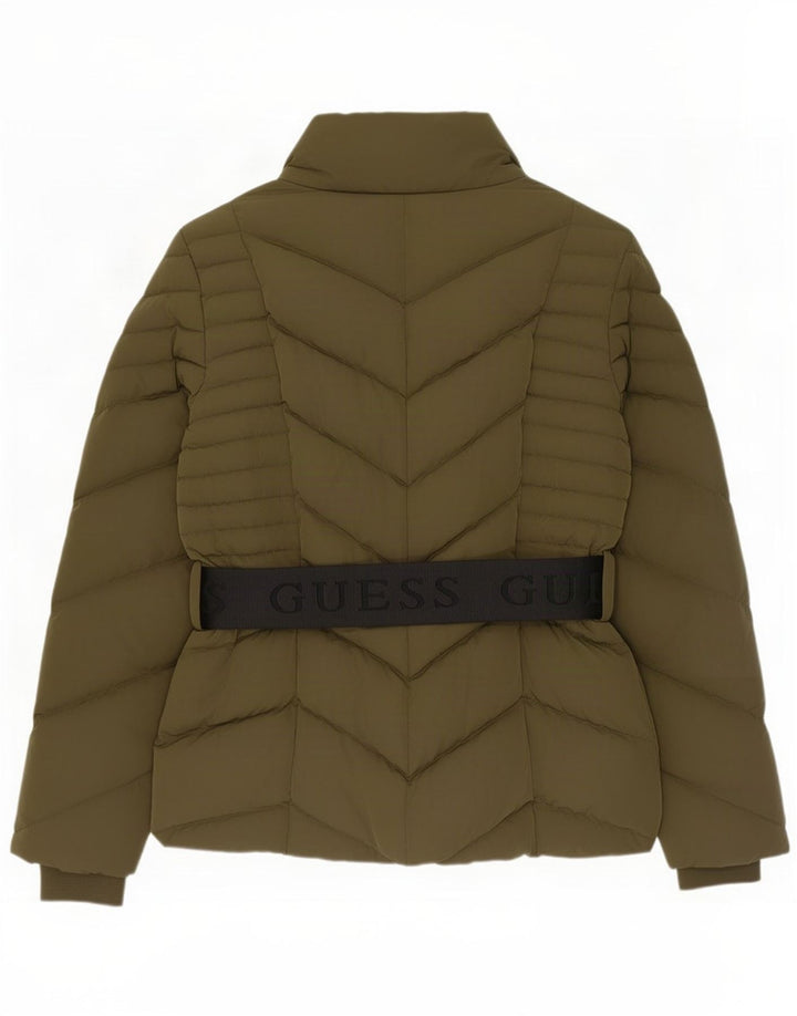 Guess grafisk polstret jakke til kvinder UK 12 Medium Khaki Polyester