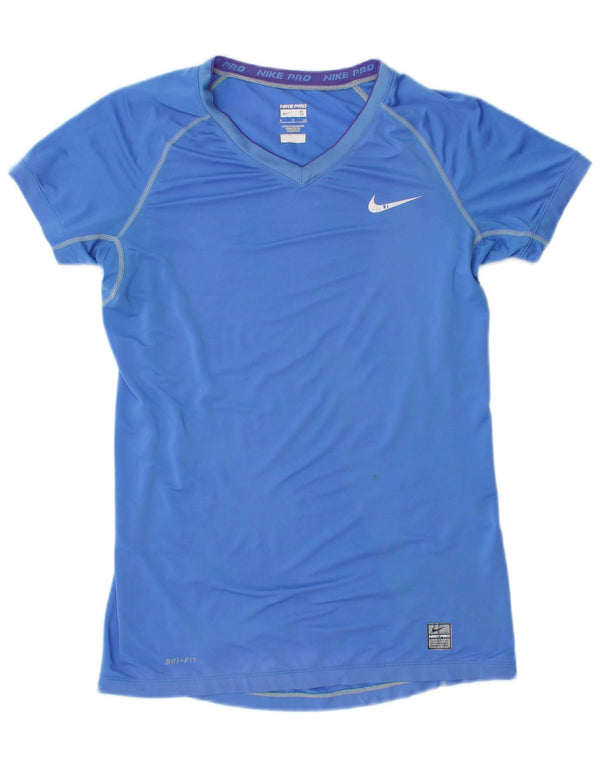 Nike Dame Dri Fit T-Shirt Top UK 10 Lille Blå