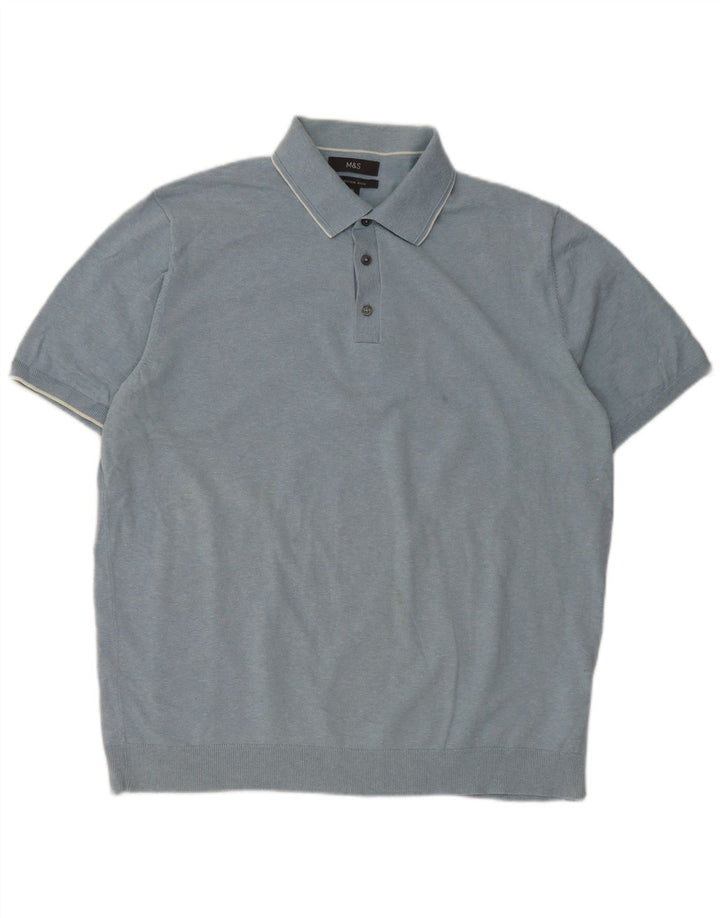 Marks & Spencer herre poloshirt XL blå bomuld