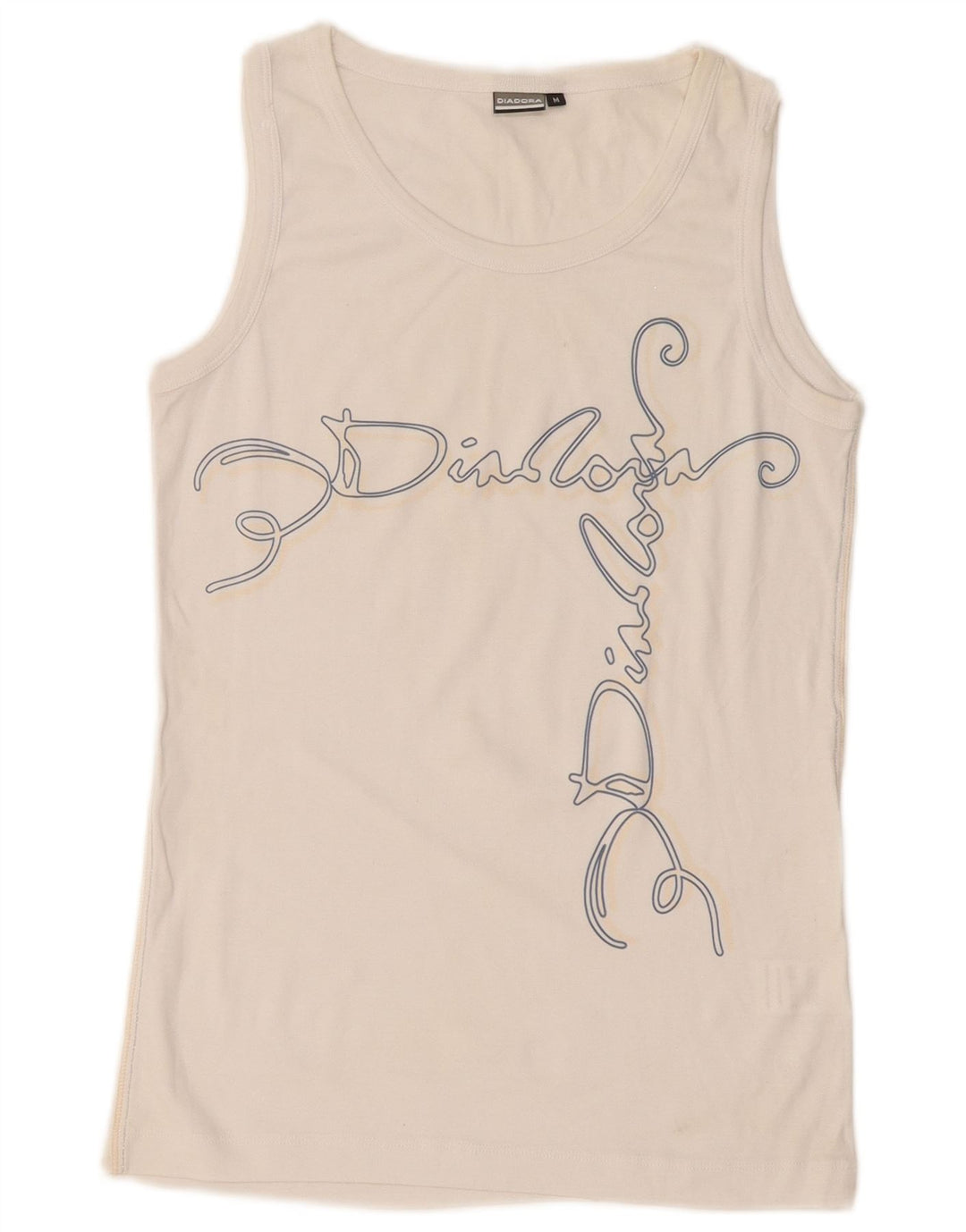 Diadora Kvinders Grafisk Vest Top UK 12 Medium Hvid Bomuld