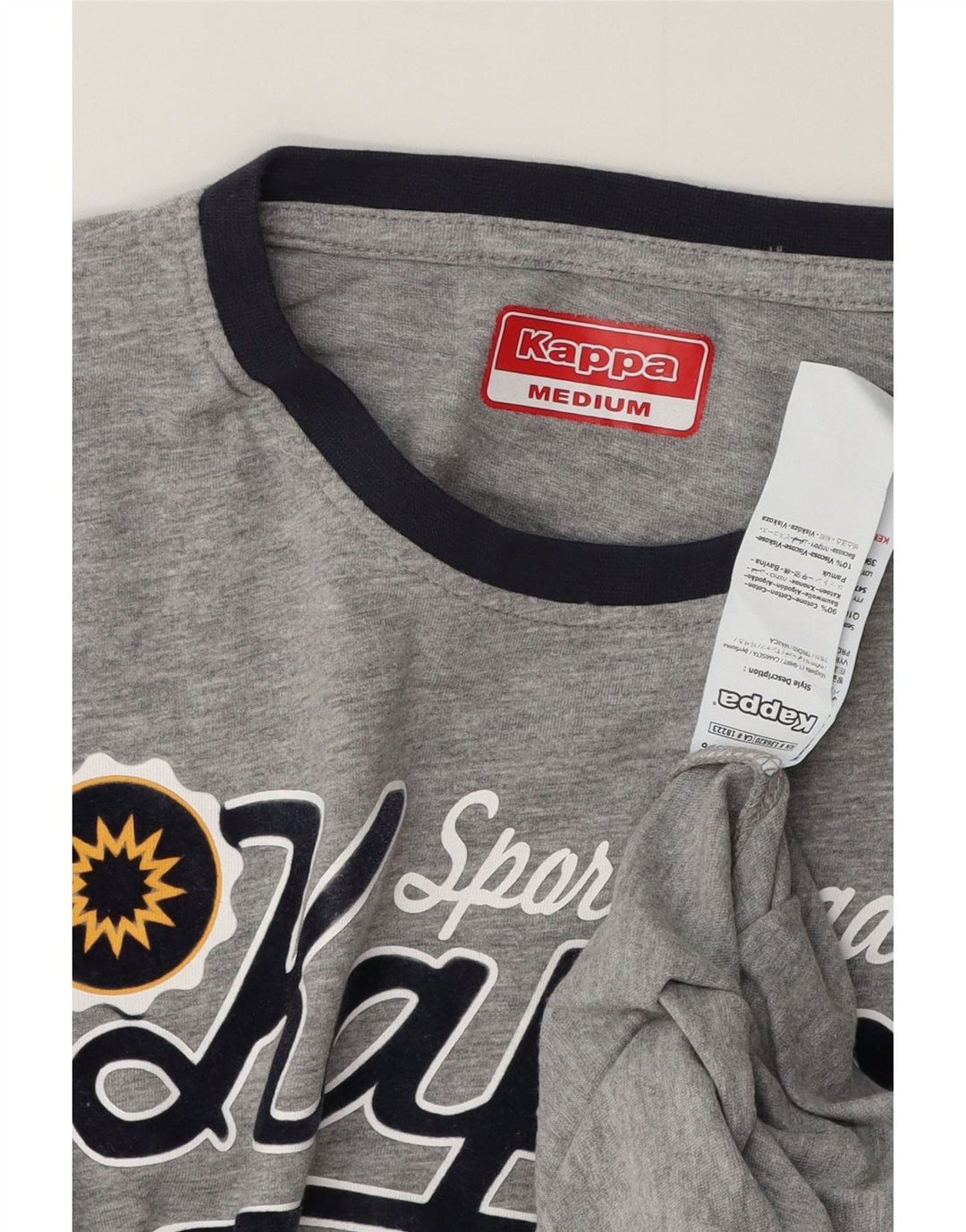 Kappa Herre grafisk T-shirt Top Medium Grey Flecked Bomuld