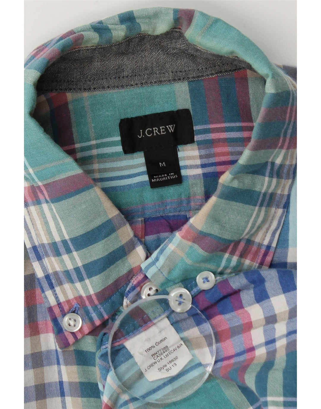 J. Crew Kortærmet Herreskjorte Medium Blå Plaid Bomuld