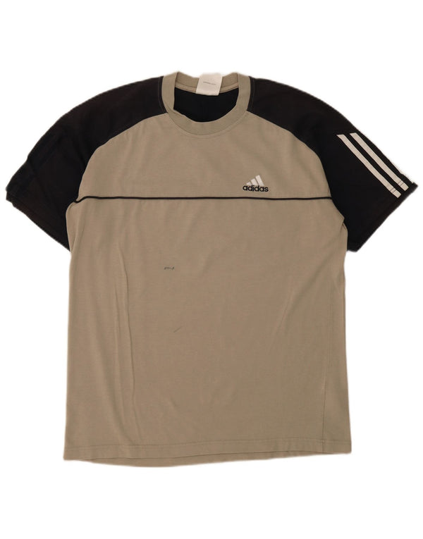 Adidas Herre T-Shirt Top UK 38/40 Medium Beige Colourblock Bomuld