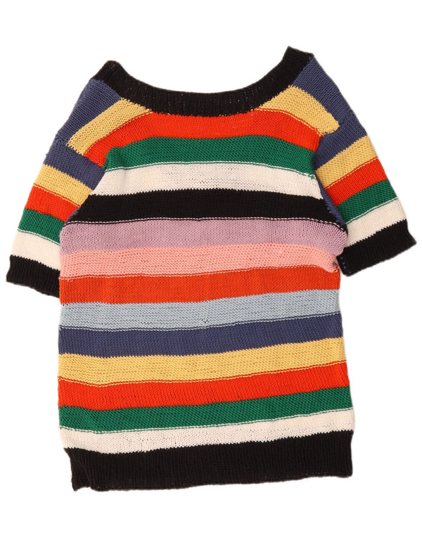 Vintage Dame V-hals Jumper Sweater UK 20 2XL Flerfarvet Stribet