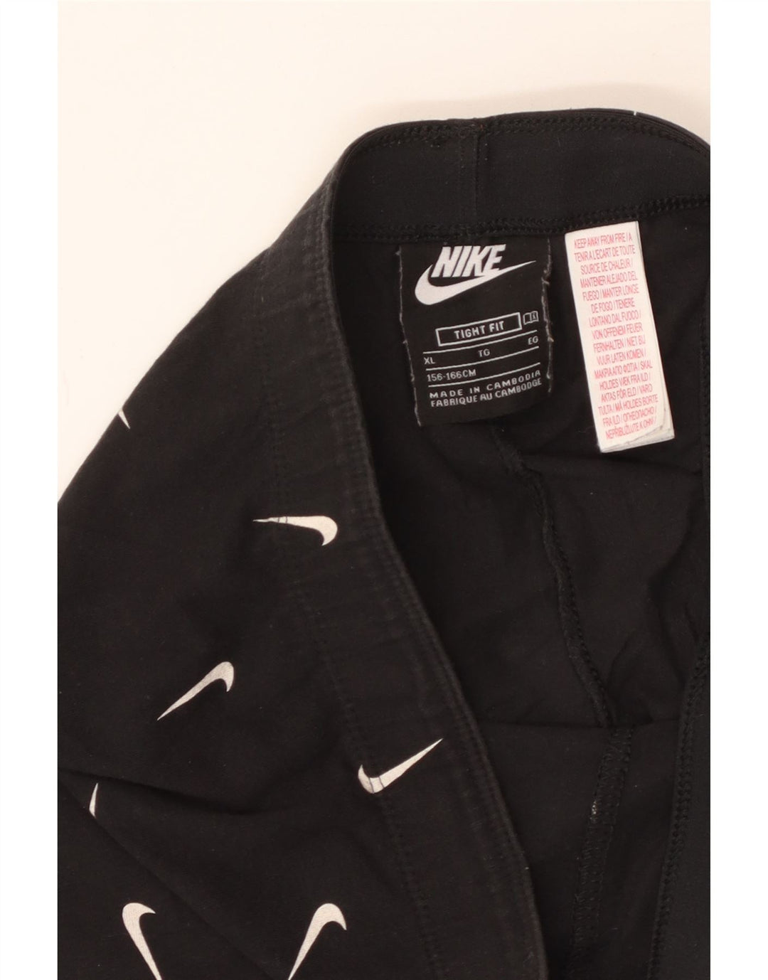 NIKE Piger Tight Fit Grafiske Leggings 13-14 år XL Sort Bomuld