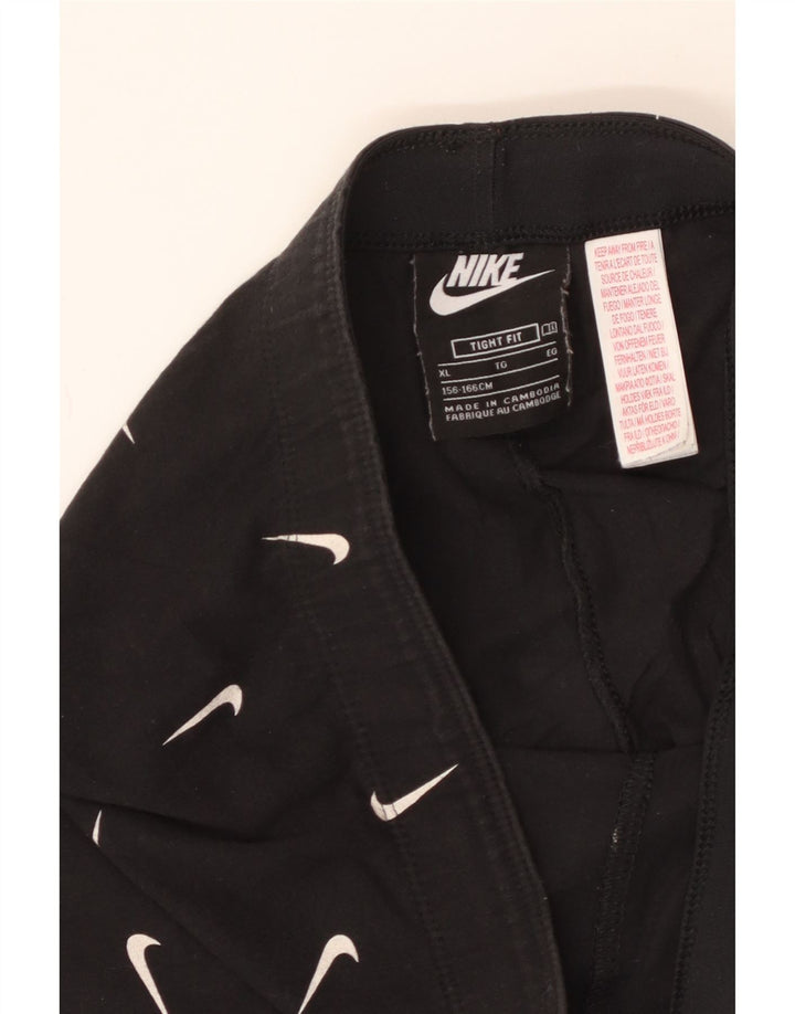 NIKE Piger Tight Fit Grafiske Leggings 13-14 år XL Sort Bomuld