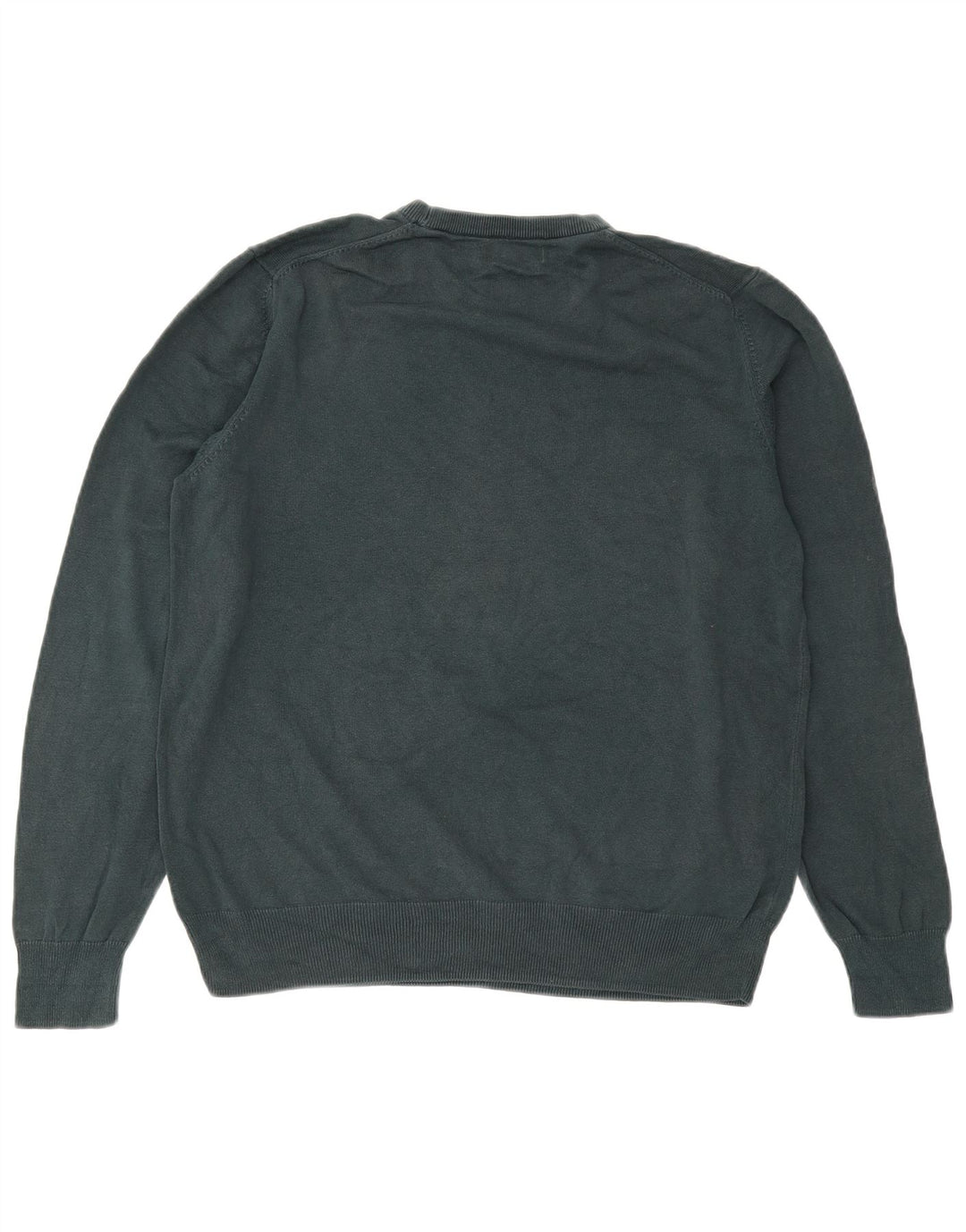 MARKS & SPENCER Herre sweater med rund hals XL grøn bomuld