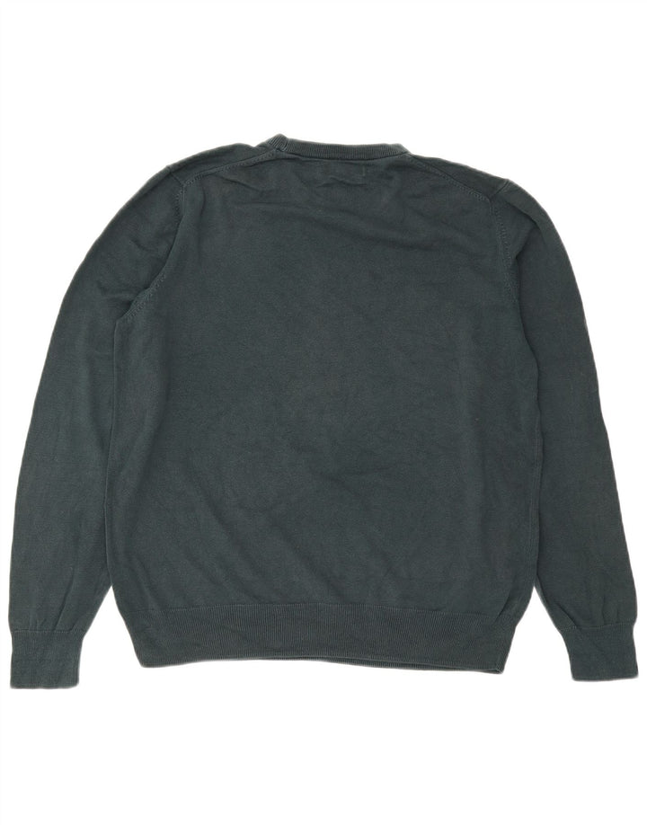 MARKS & SPENCER Herre sweater med rund hals XL grøn bomuld